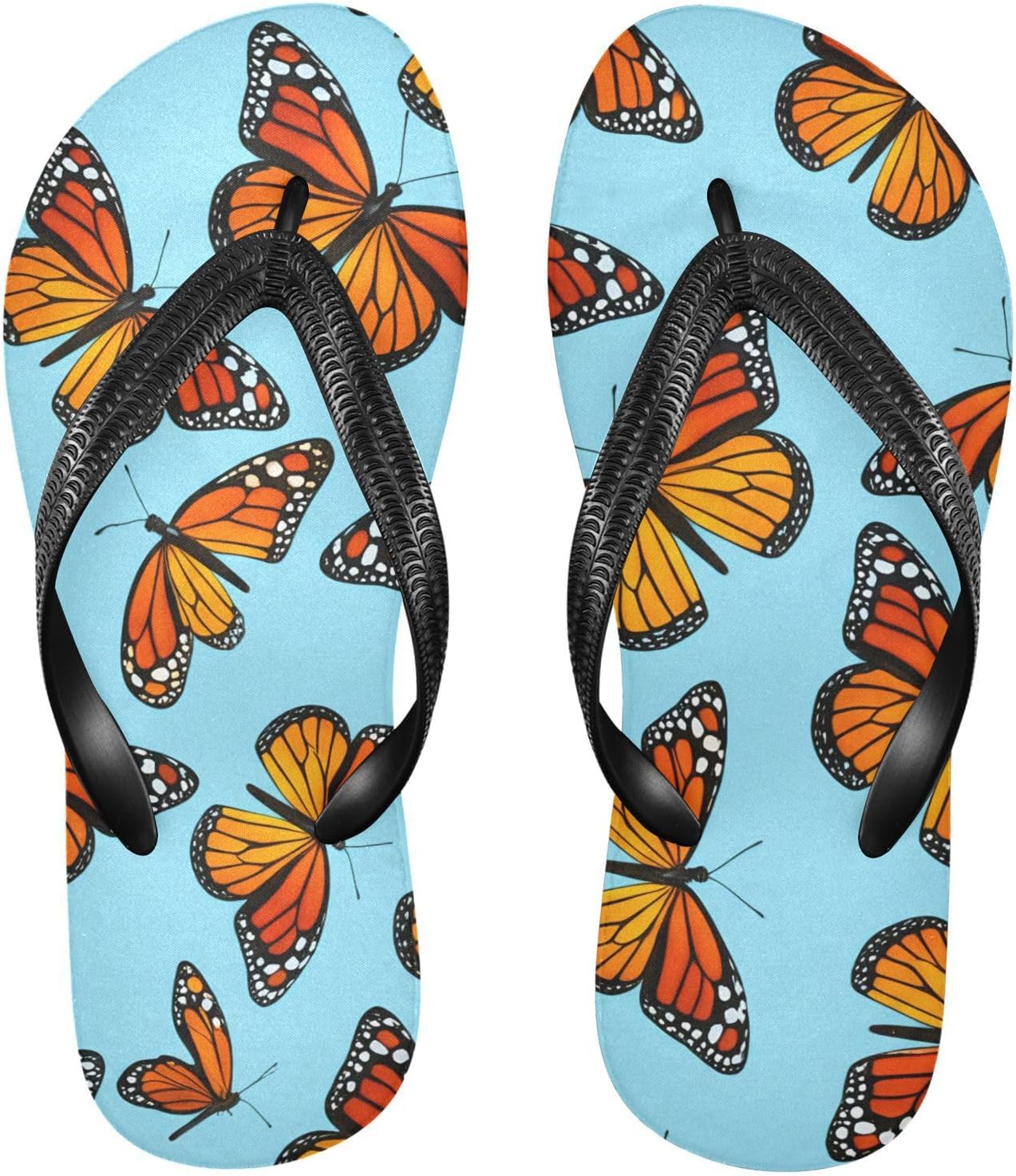 

Вьетнамки с бабочкой-монархом синие пляжные шлепанцы, резиновые нескользящие летние тапочки для мужчин и женщин Sinestour