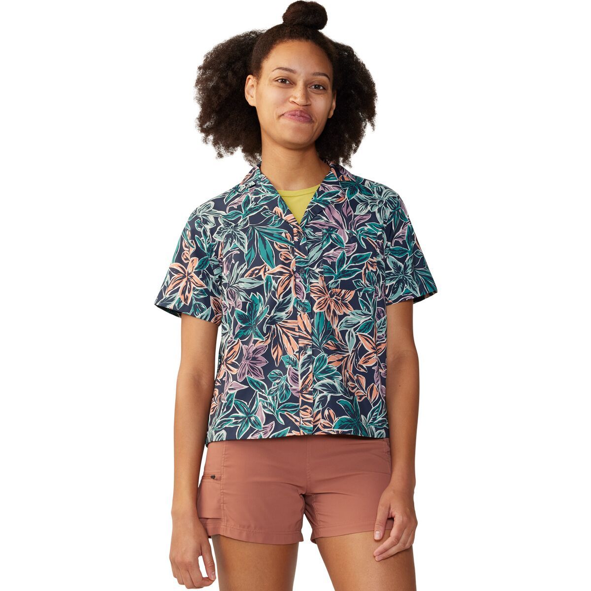 

Топ с короткими рукавами Trail sender Mountain Hardwear, цвет dark zinc floral print
