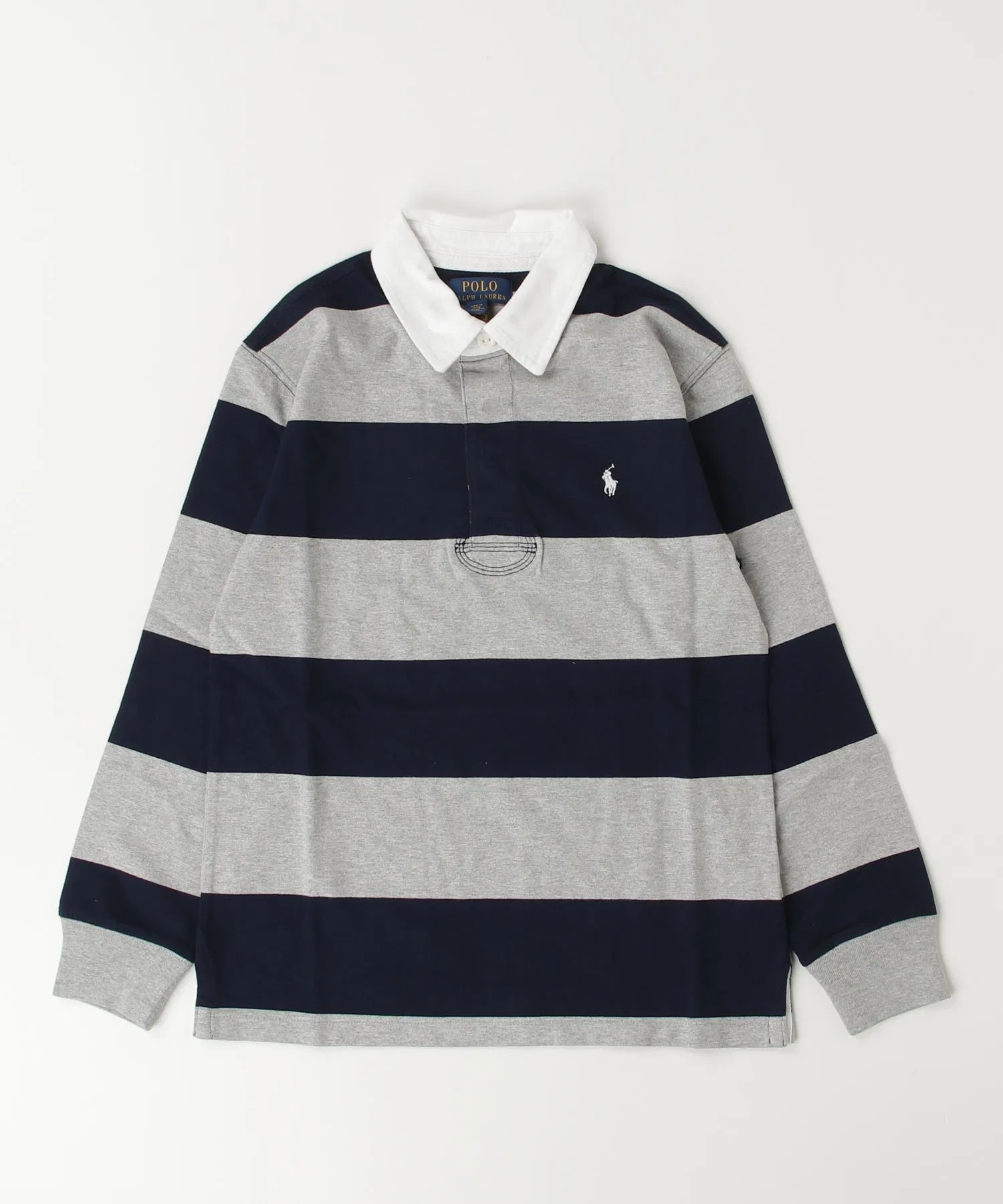 Детская футболка-поло в полоску POLO RALPH LAUREN CHILDRENSWEAR серая — фото 3