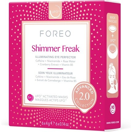 

Foreo Shimmer Freak Advanced Collection 2.0 UFO-активированное средство для лица, контура глаз, осветляющее средство для красоты и личной гигиены, розовая вода, ниацинамид, все типы кожи, морщины, отеки