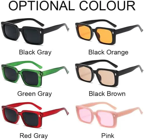 

Винтажные квадратные солнцезащитные очки для женщин и девушек, зеркальные ретро-очки, модные женские очки с заклепками и оранжевыми линзами MTZJH, Black Gray