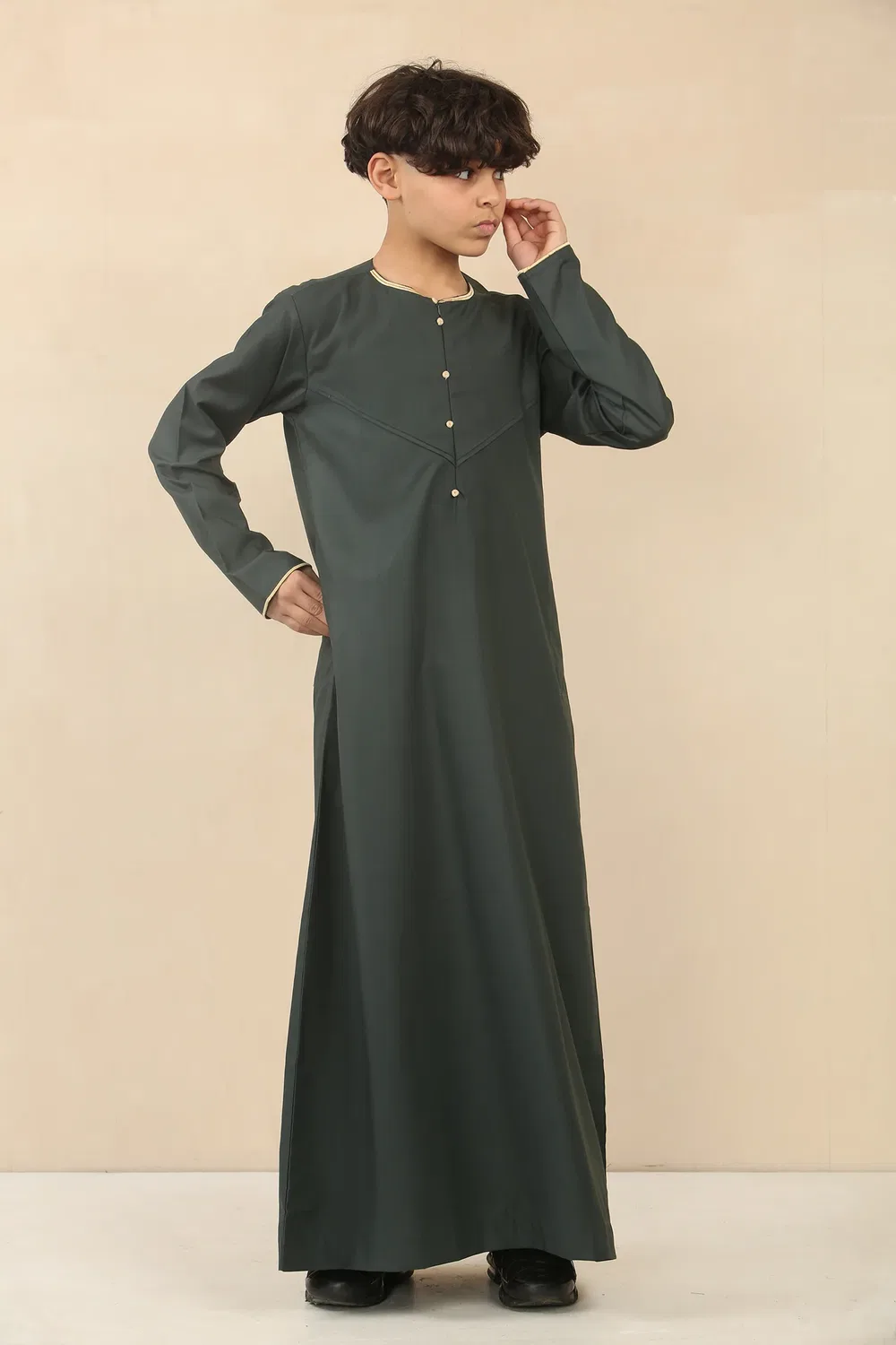 Arabic Thobes Детский зеленый халат Джубба в Омане и Саудовской Аравии для мальчиков — фото 4