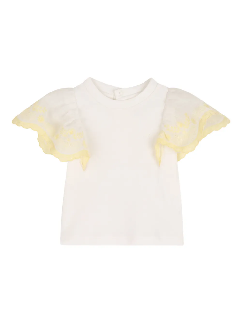 Топ с оборками из кружева Chloé Kids, нейтральный