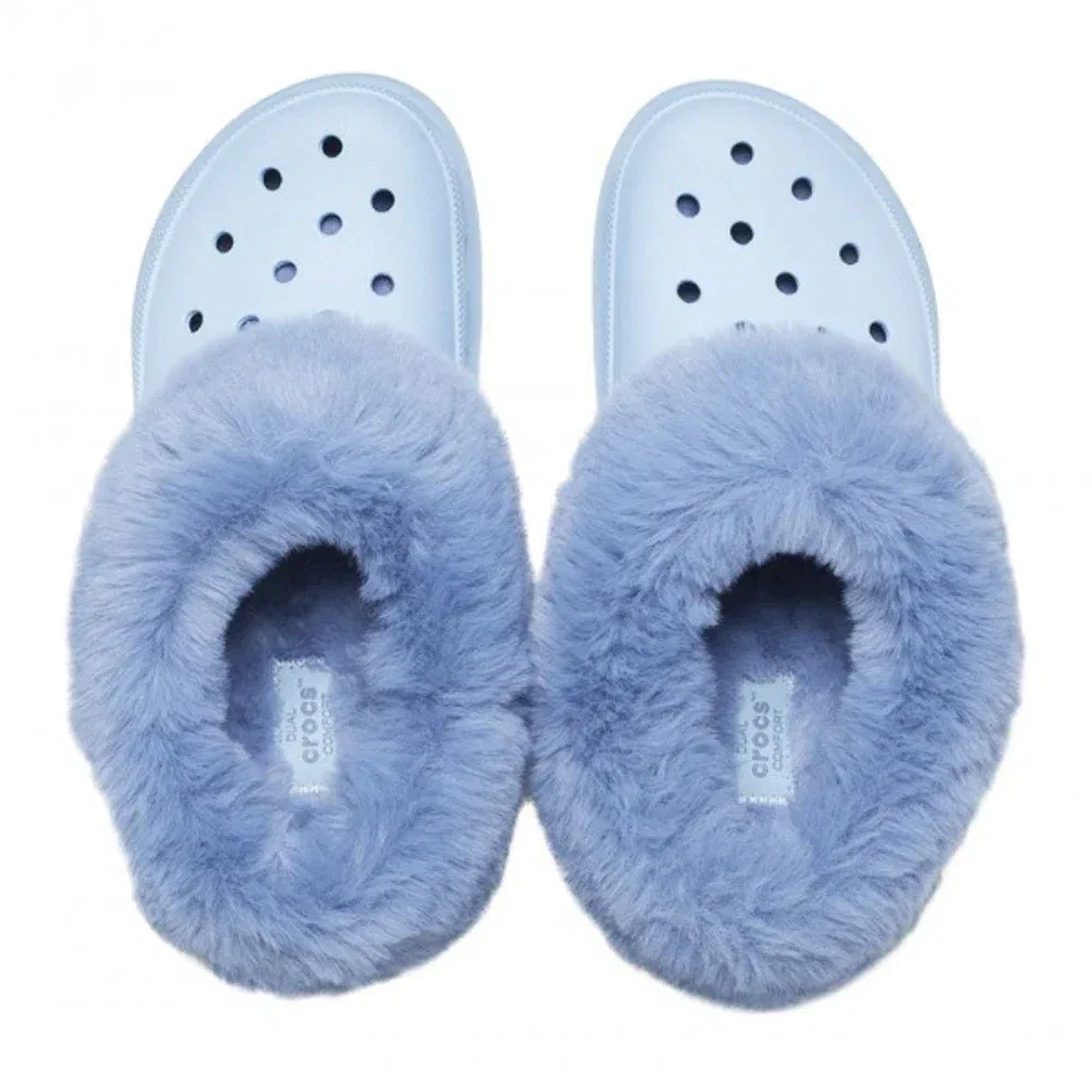 Сабо Crocs Furever Crush 208446-4NS, синие, на подкладке из искусственной овчины, JAX1234 — фото 4