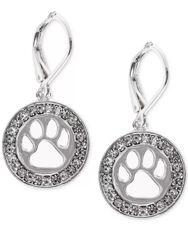 

Серьги-Подвески с вырезами в виде лапок из серебристого паве Pet Friends Jewelry, crystal