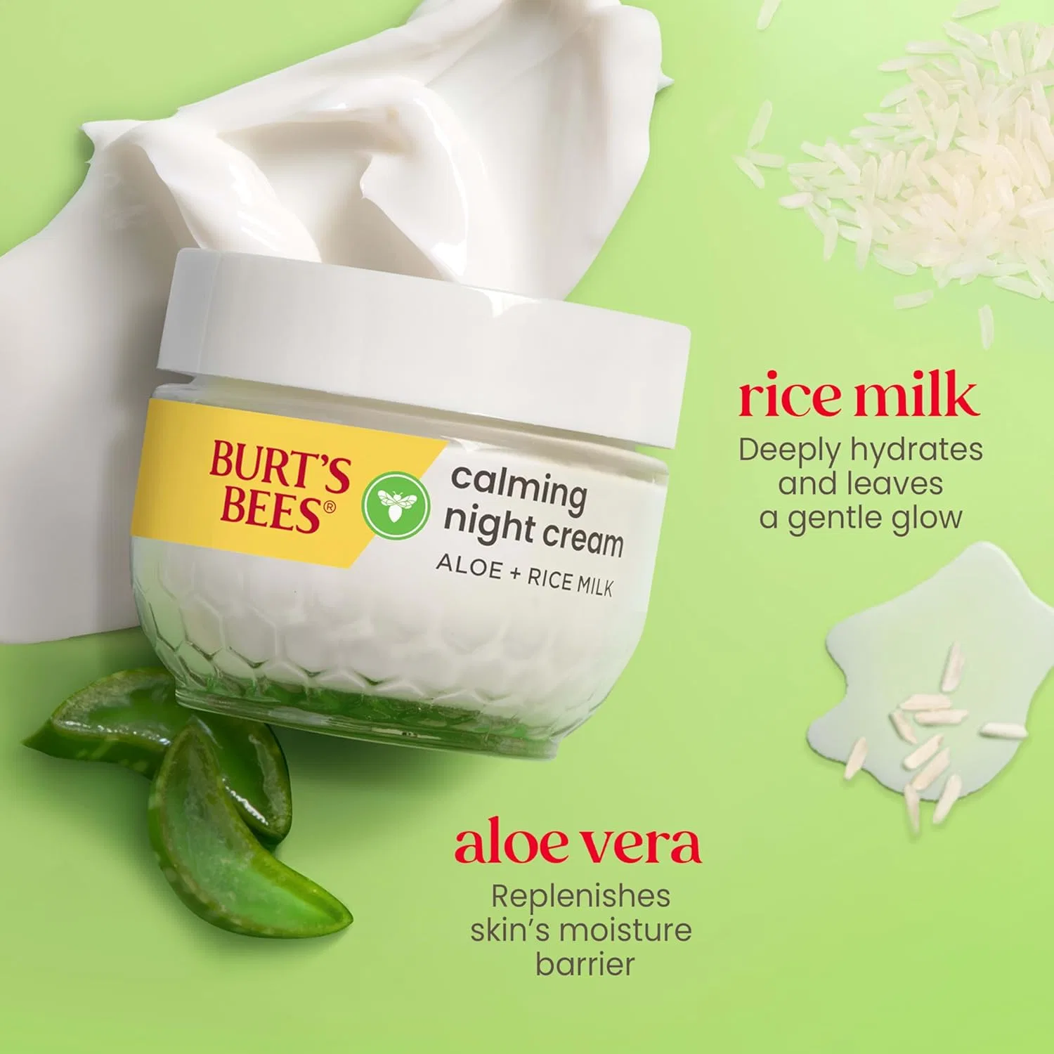 Крем для лица Burt's Bees — Ночной для чувствительной кожи с медом и рисовым молоком — фото 4