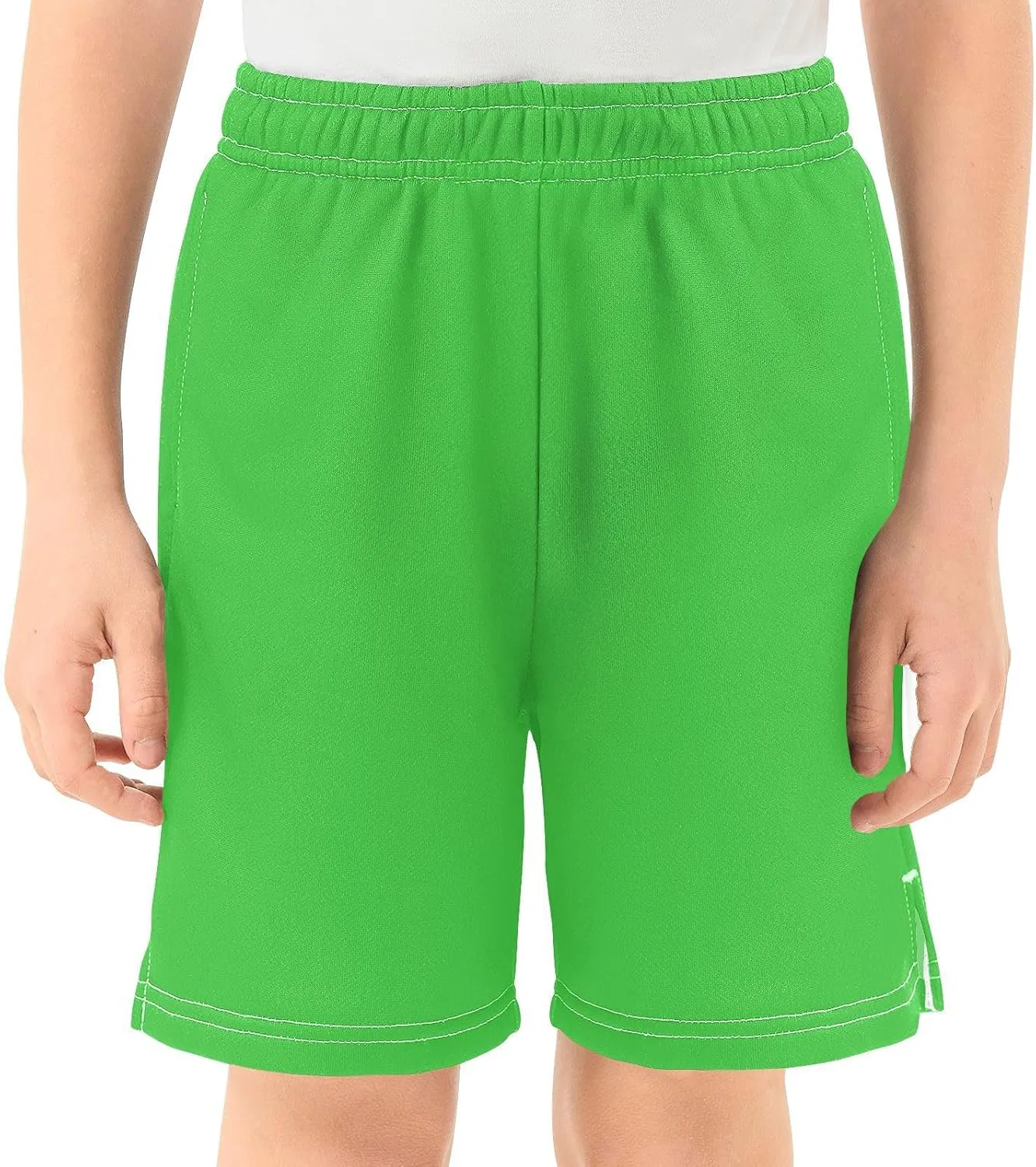 Детские шорты для футбола и баскетбола Plaaee, Lime Green — фото 2