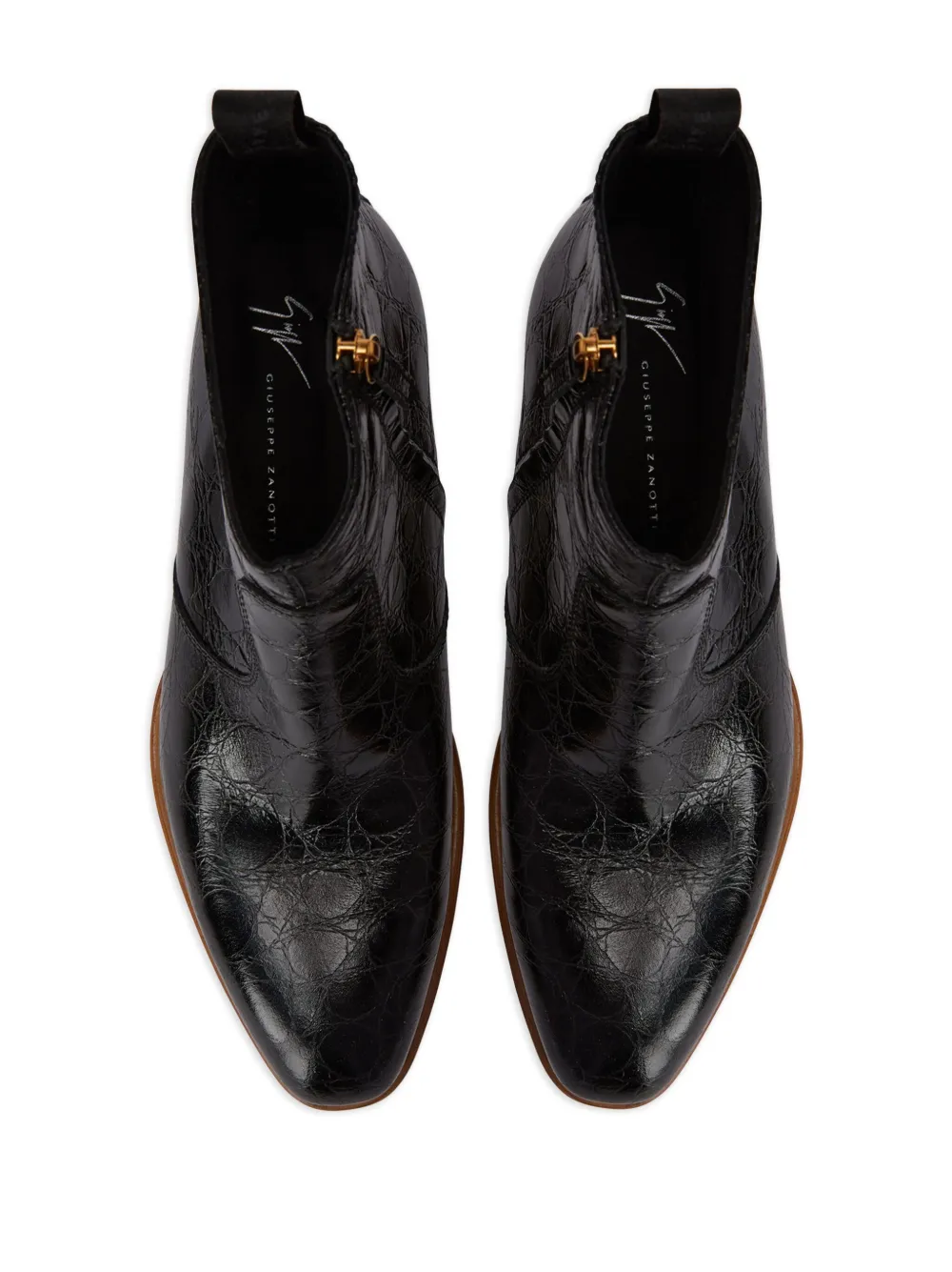 Ботинки Fabyen с тиснением под крокодила Giuseppe Zanotti, черный — фото 4