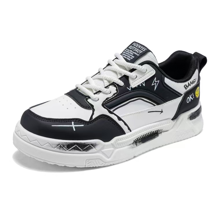 

GOBLIN SHARKS 1759 Мужские лоу-топ скейтборд кроссовки бело-черные, цвет White Black