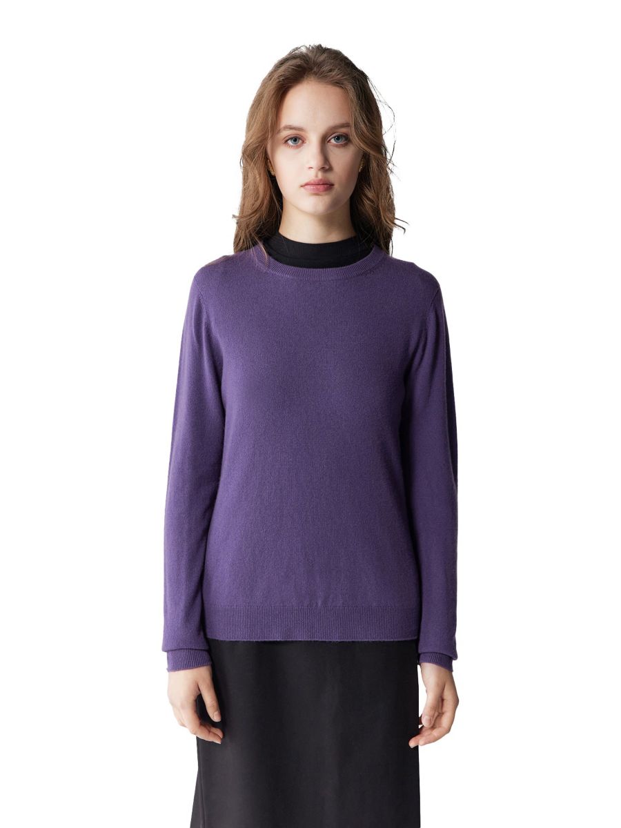 

Женский базовый кашемировый свитер с круглым вырезом Gobi Cashmere, Purple-montana grape