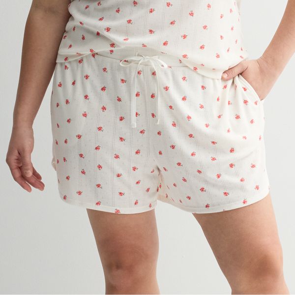 

Шорты для сна больших размеров с пуантами Sonoma Goods For Life, цвет ivory floral