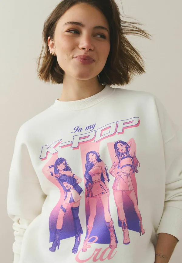 Свитшот с графическим принтом в стиле k-pop Next, White/Purple/Pink — фото 4