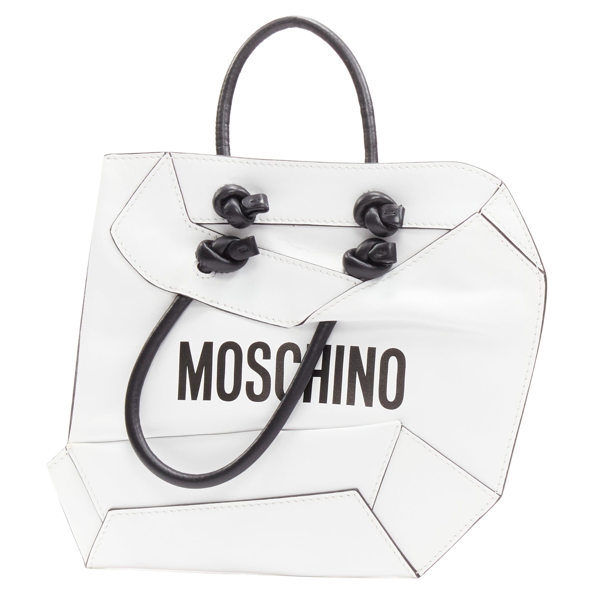 

Москино Кутюр Оптикл 2D Плоская шоппинг-сумка Кожаный клатч Moschino, белый