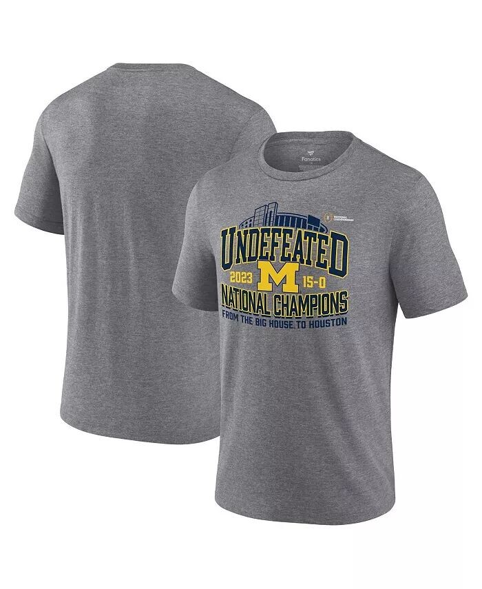 

Мужская футболка Heather Grey Michigan Wolverines College Football Playoff 2023 National Champions Hometown Tri-Blend Fanatics, серый