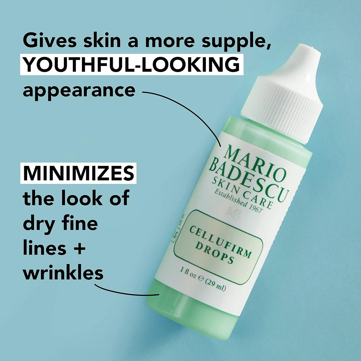 Набор Mario Badescu Cellufirm Anti Aging Duo - Cellufirm Drops & Moisturizer - обогащенный протеинами уход за кожей с коллагеном и пептидами для упругой, увлажненной и молодой кожи. — фото 3