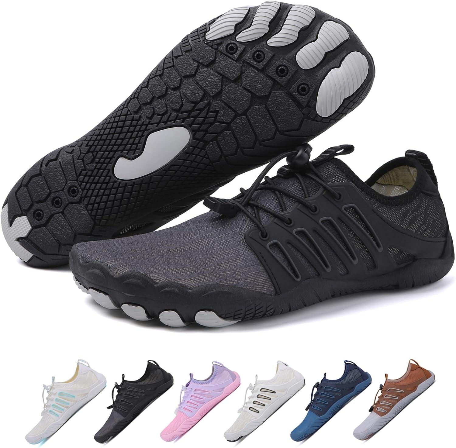 

Ботинки для походов для женщин и мужчин, унисекс водонепроницаемые босоножки, дышащие, противоскользящие походные туфли для занятий спортом, с широкой носочной частью, для походов, прогулок, бега, йоги и водных видов спорта Xianfengniao, черный/...