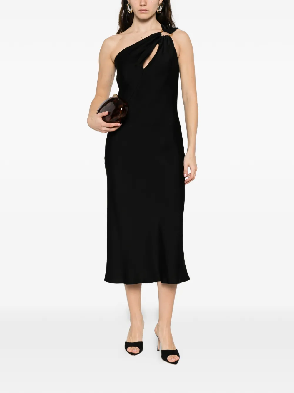 Макси-платье на одно плечо с драпировкой MAX MARA, черный — фото 2