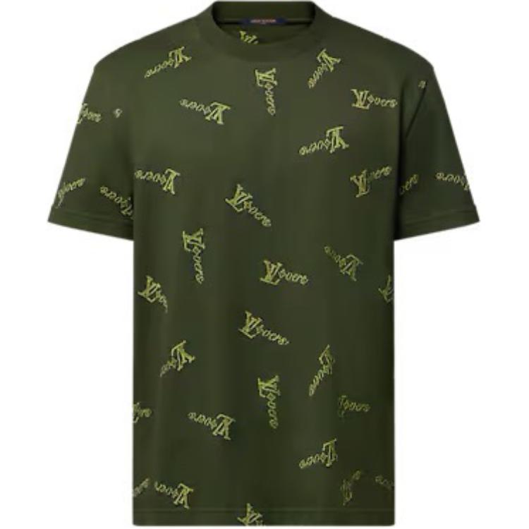 

Жаккардовая хлопковая футболка LOUIS VUITTON, зелёная