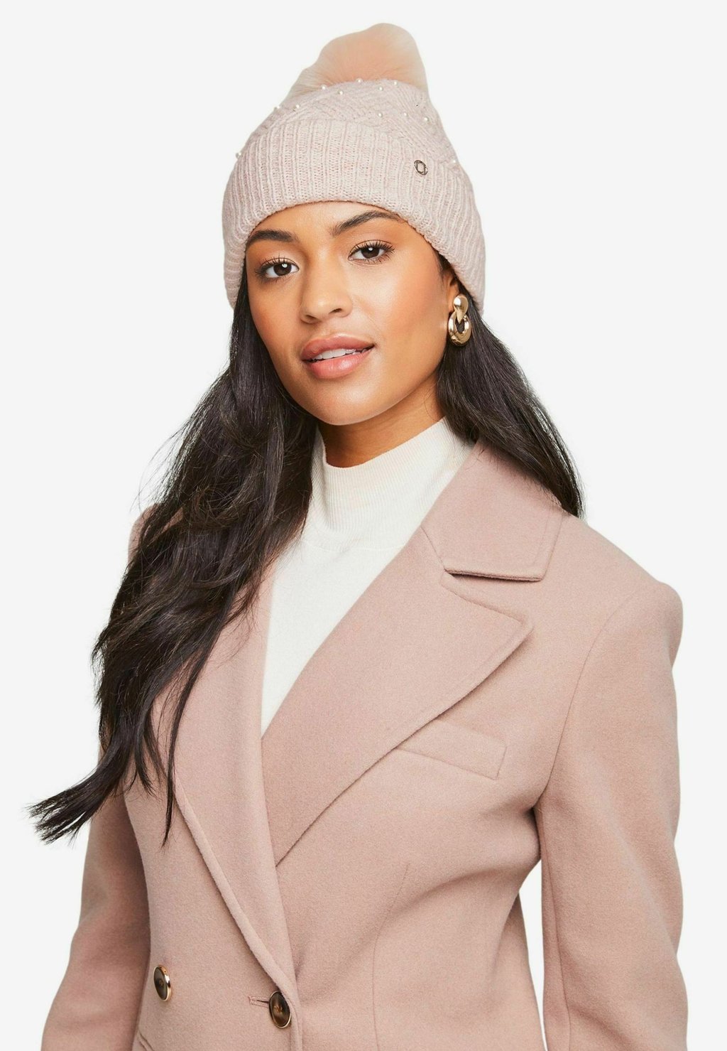 

Шапка COSY PEARL DETAILING POM Lipsy, розовый