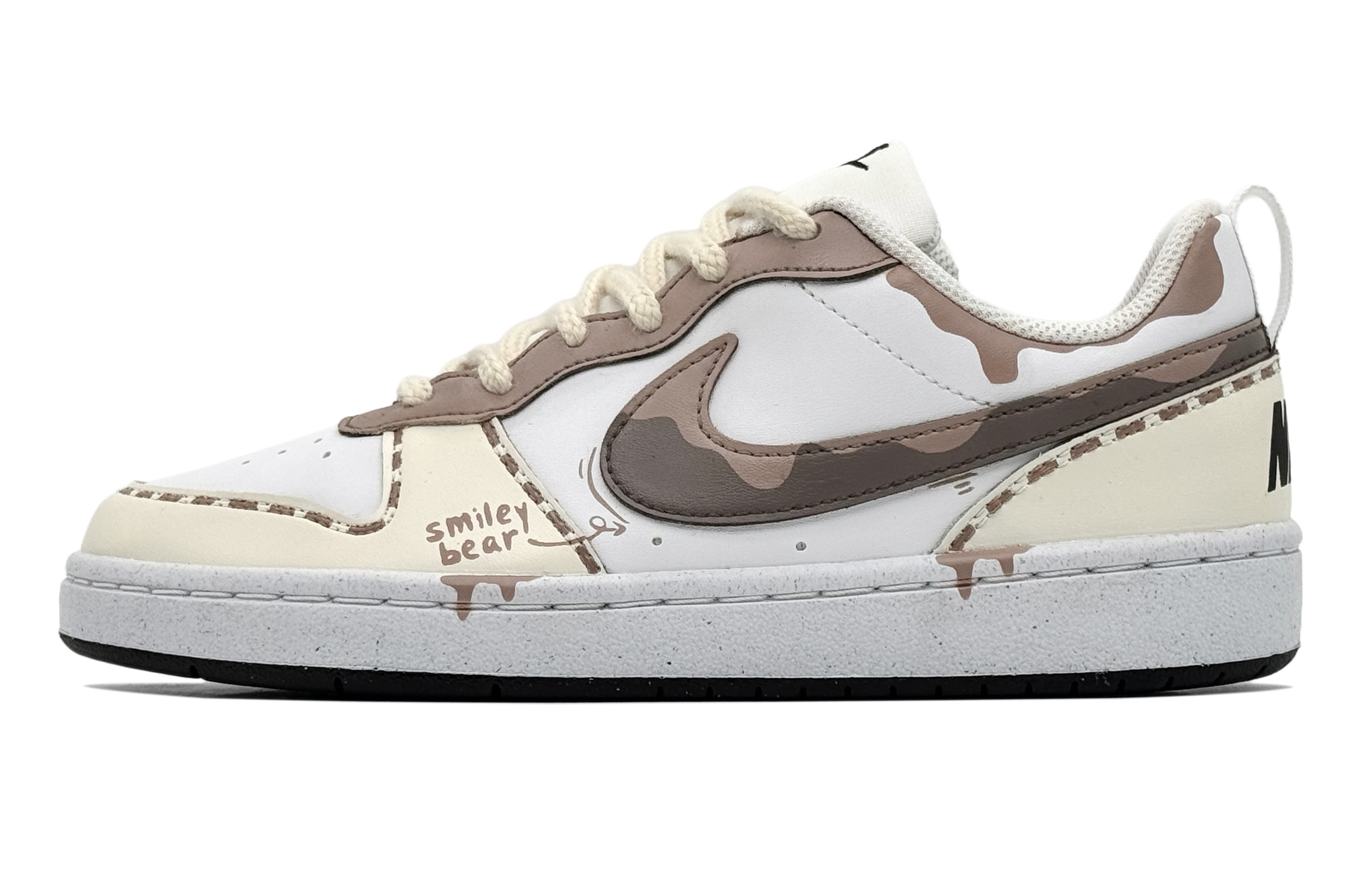 

Nike Court Borough Camouflage Bear Tracks противоскользящие износостойкие низкие детские скейтбординг кроссовки Apricot для подростков