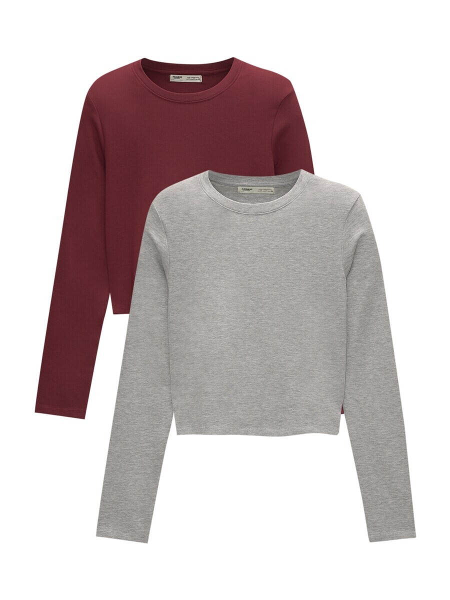 

Футболка Pull&Bear, цвет Grey/Bordeaux