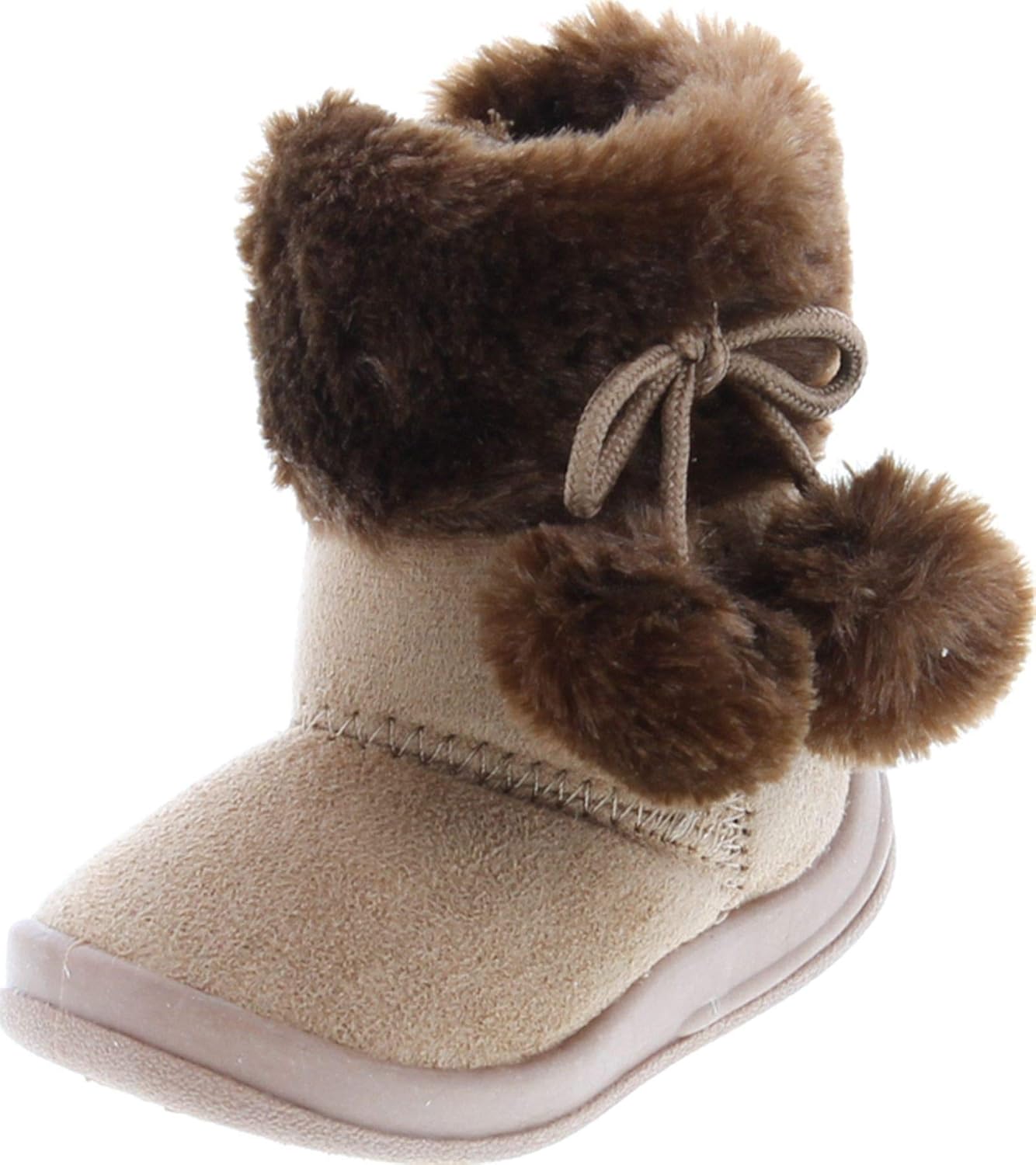

Детские ботинки с помпоном на плоской подошве Kali Footwear, Camel