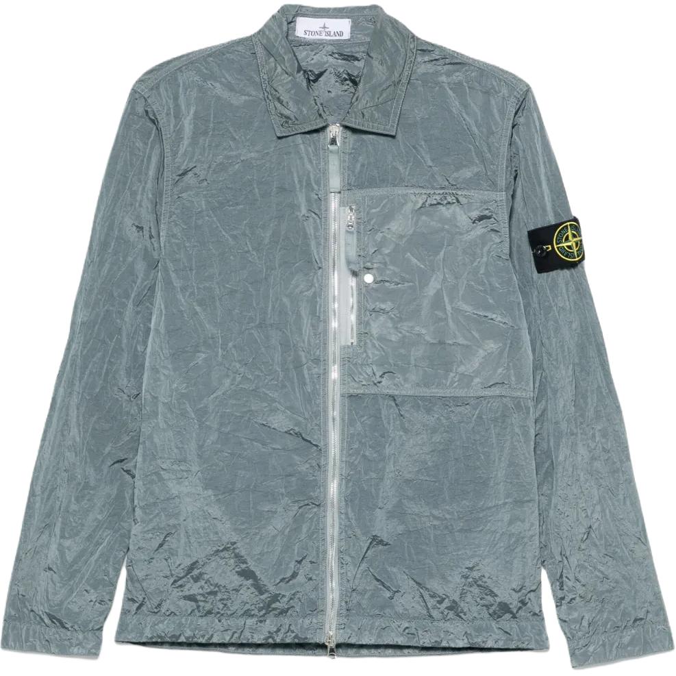 

STONE ISLAND Курка-толстовка с молнией и нашивкой компас, Lake Blue