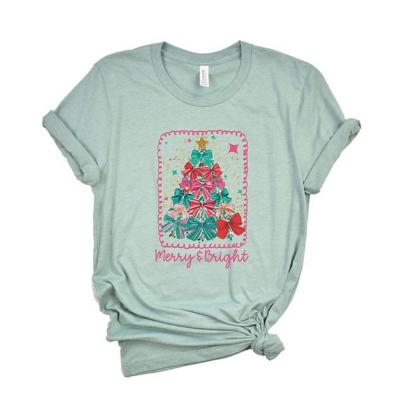 

Футболка с принтом Merry & bright bow tree Simply Sage Market, Seafoam, Зеленый, Футболка с принтом Merry & bright bow tree Simply Sage Market, Seafoam
