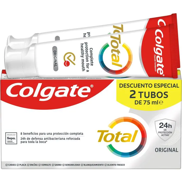 

Зубная паста pasta de dientes protección completa total original Colgate, объем 2 x 75 мл