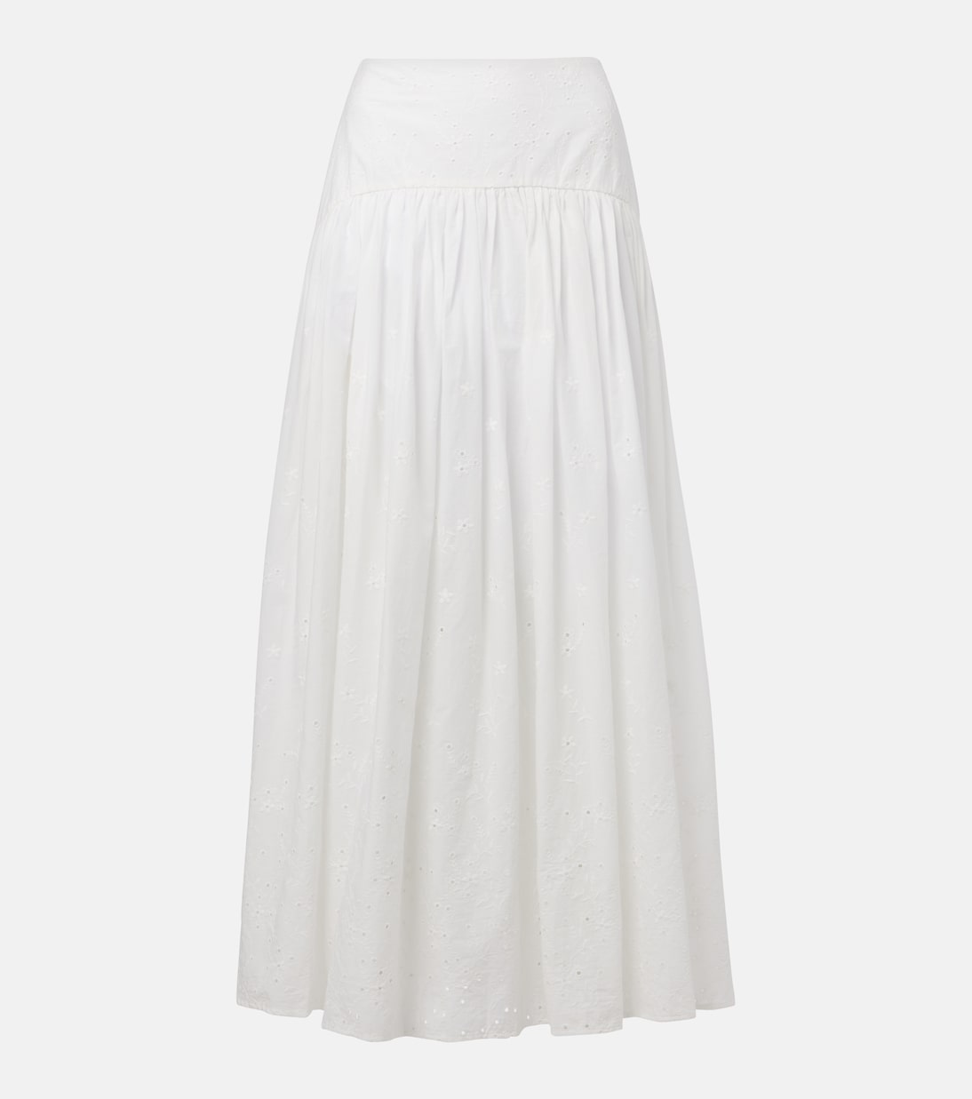 

Юбка макси плиссированная из хлопка Procida Staud, White Eyelet