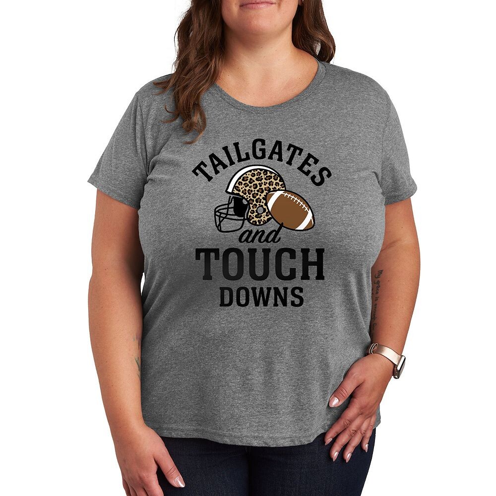 

Футболка размера плюс с рисунком Touchdowns Tailgates Licensed Character, цвет Heather Gray