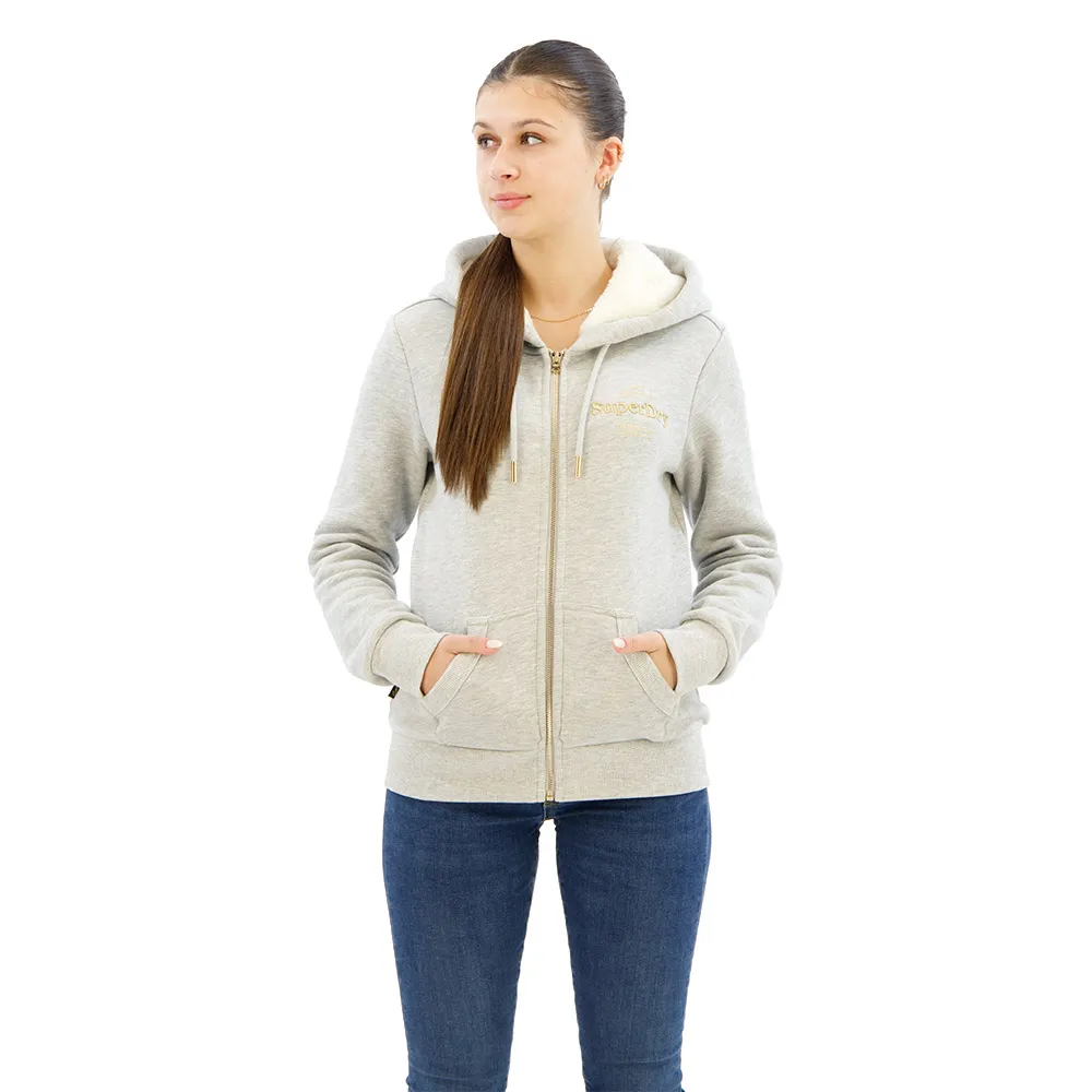 

Толстовка Superdry Luxe Metallic Logo full zip, белый