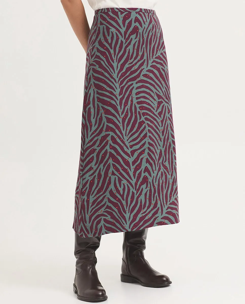 

Юбка миди с принтом под животное Nice Things, красный