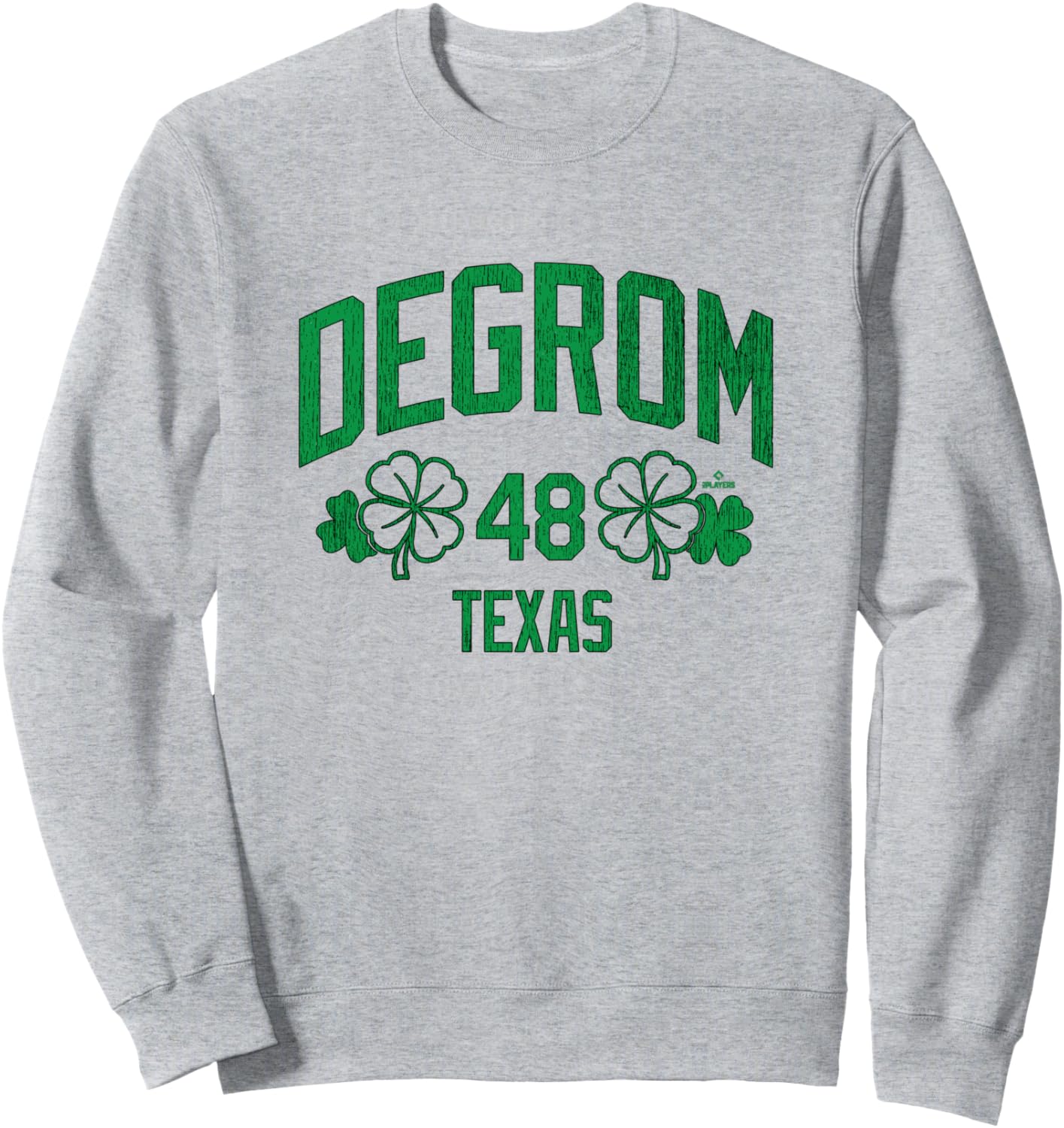 

Толстовка Jacob deGrom Texas Baseball St. Patrick's Clover MLBPA Ryno Sports, серый