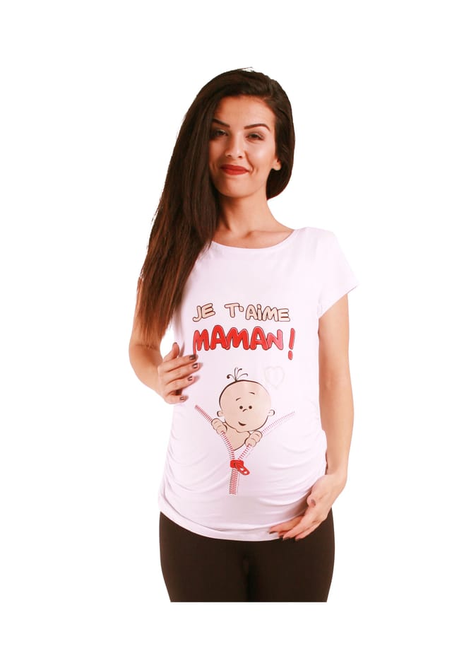 

Рубашка для беременных je t'aime maman с мотивом M.M.C., белый