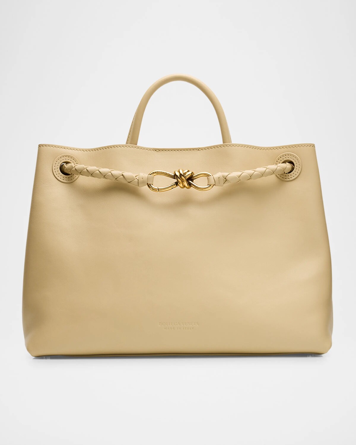 

Кожаная большая сумка Andiamo среднего размера Bottega Veneta, цвет Butterscotch