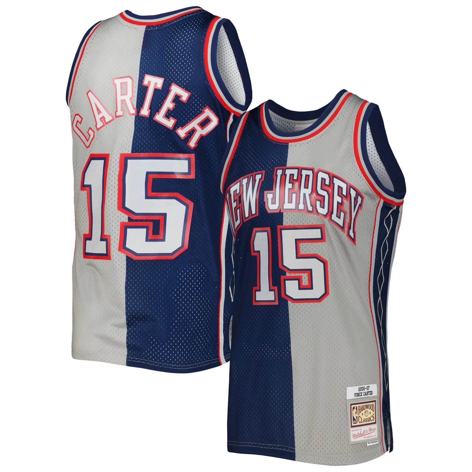 

Мужская майка Mitchell & Ness Vince Carter темно-синяя/серая New Jersey Nets Hardwood Classics 2006-07 Split Swingman Jersey, Синий, Мужская майка Mitchell & Ness Vince Carter темно-синяя/серая New Jersey Nets Hardwood Classics 2006-07 Split Swingman Jers