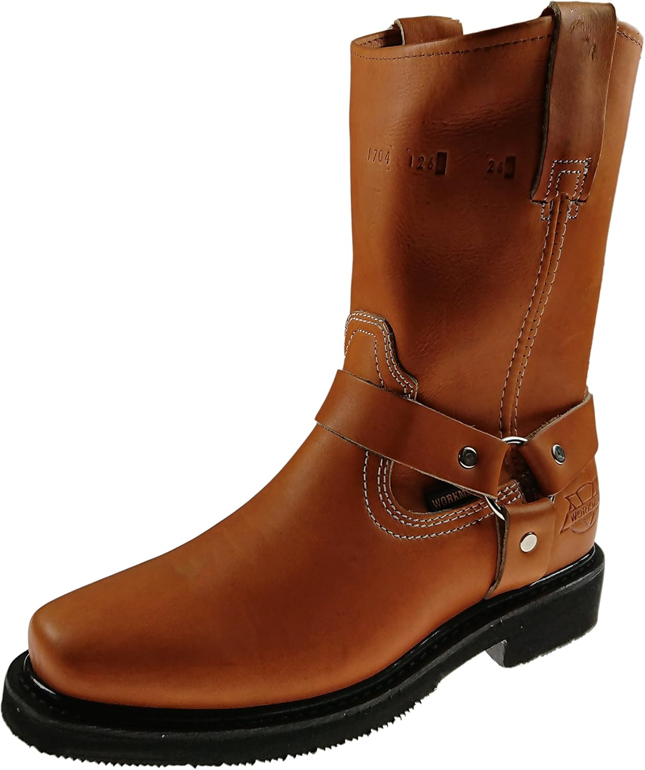 

Мужские рабочие ботинки, стиль байкер, натуральная кожа, медовый и черный цвета, с запряжкой Workmen-V