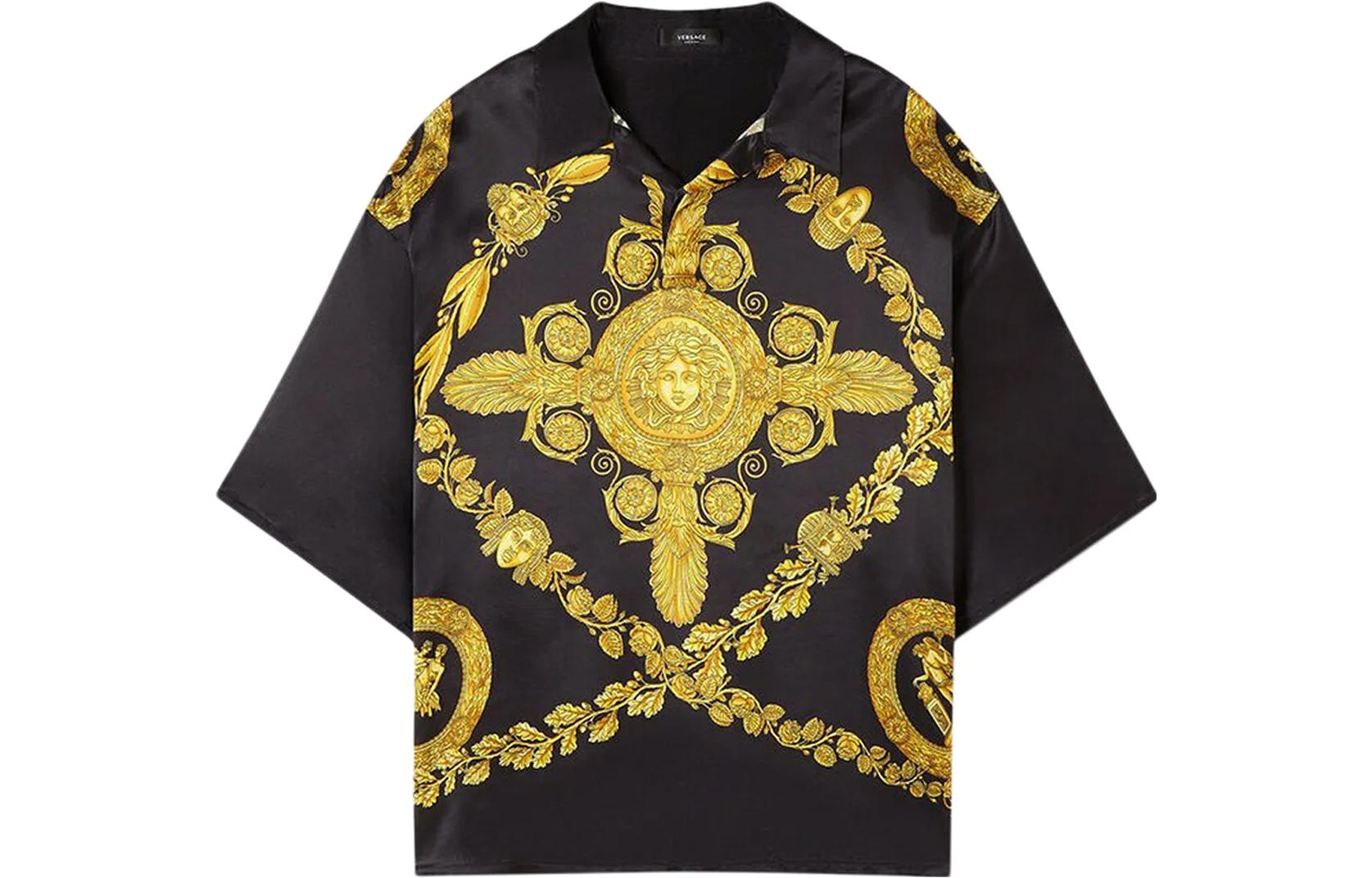 Поло в стиле барокко с цветными блоками VERSACE, черный — фото 3