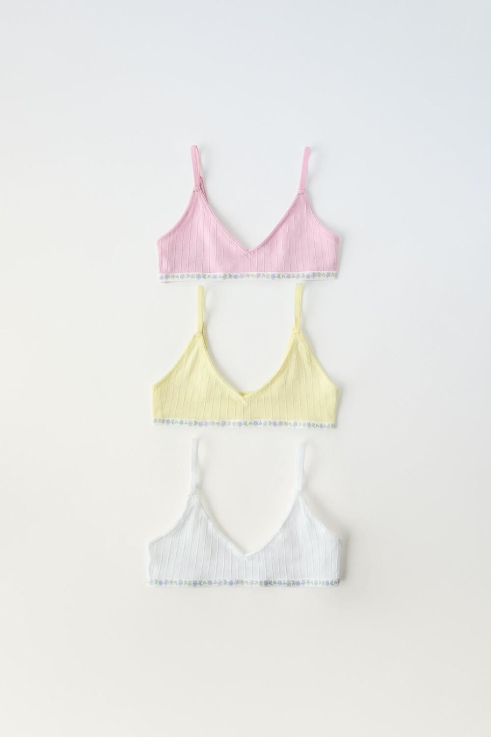 

9-14 лет/набор из трех текстурных топов с цветами ZARA, розовый