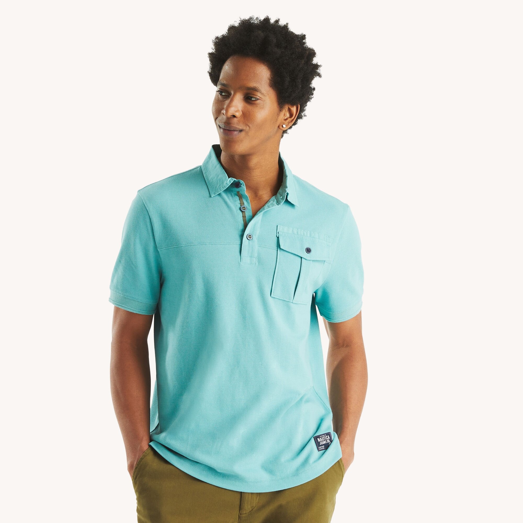 

Мужская рубашка-поло Nautica Jeans Co. классического кроя Nautica, цвет dusty turquoise 16-5114