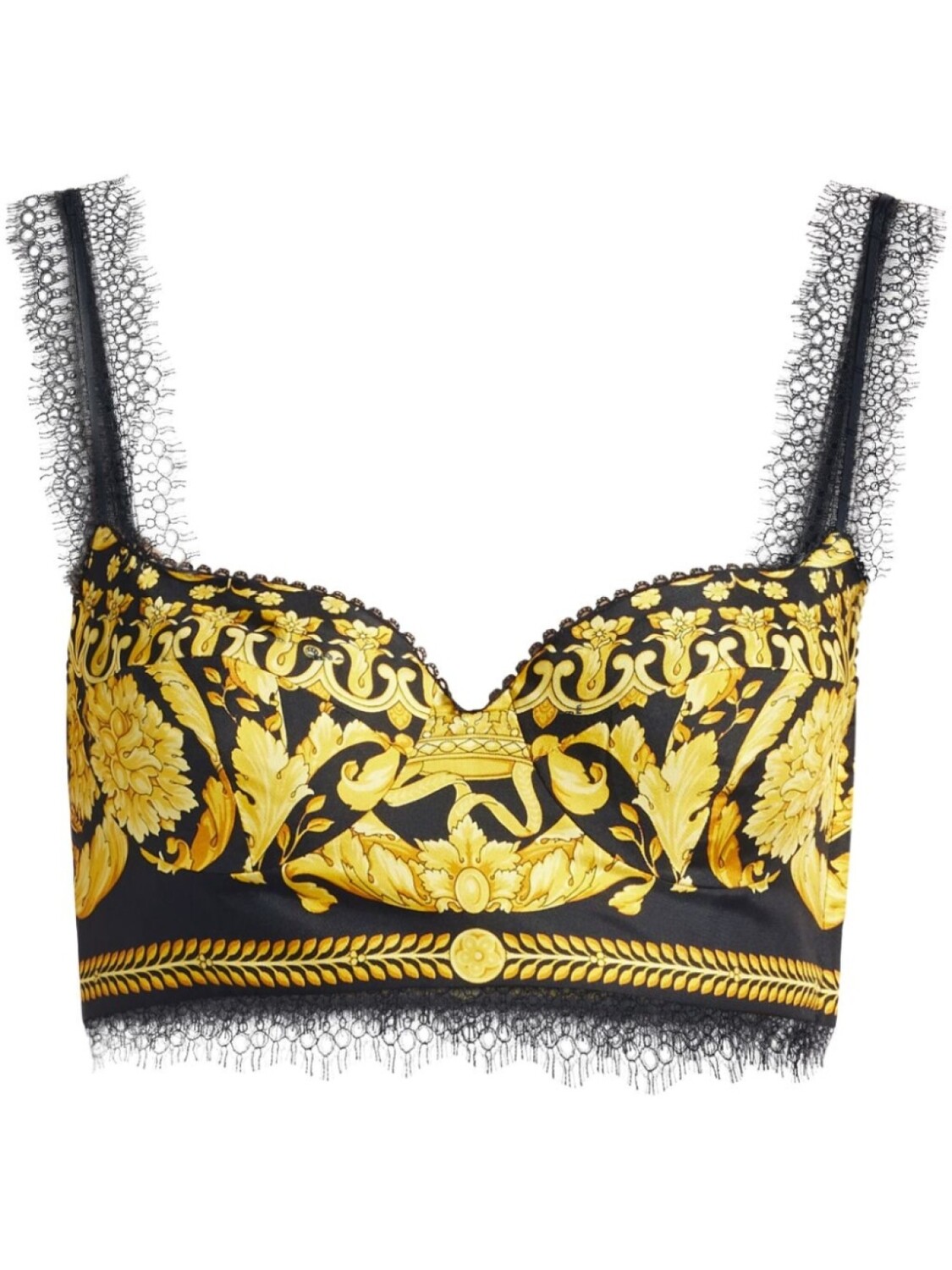 

Versace шелковый топ-бралетт с принтом Barocco, желтый