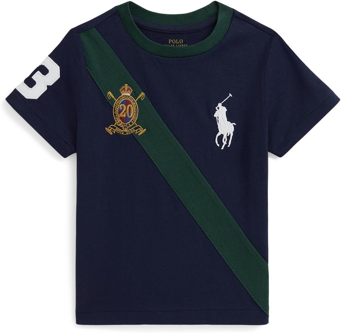 

Футболка Polo Ralph Lauren Kids Big Pony 20th Anniversary Crest Tee, цвет Newport Navy/Vintage Pine