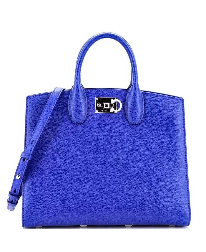 

Кожаная сумка-портфель Studio Box среднего размера Pre-Owned Salvatore Ferragamo, синий