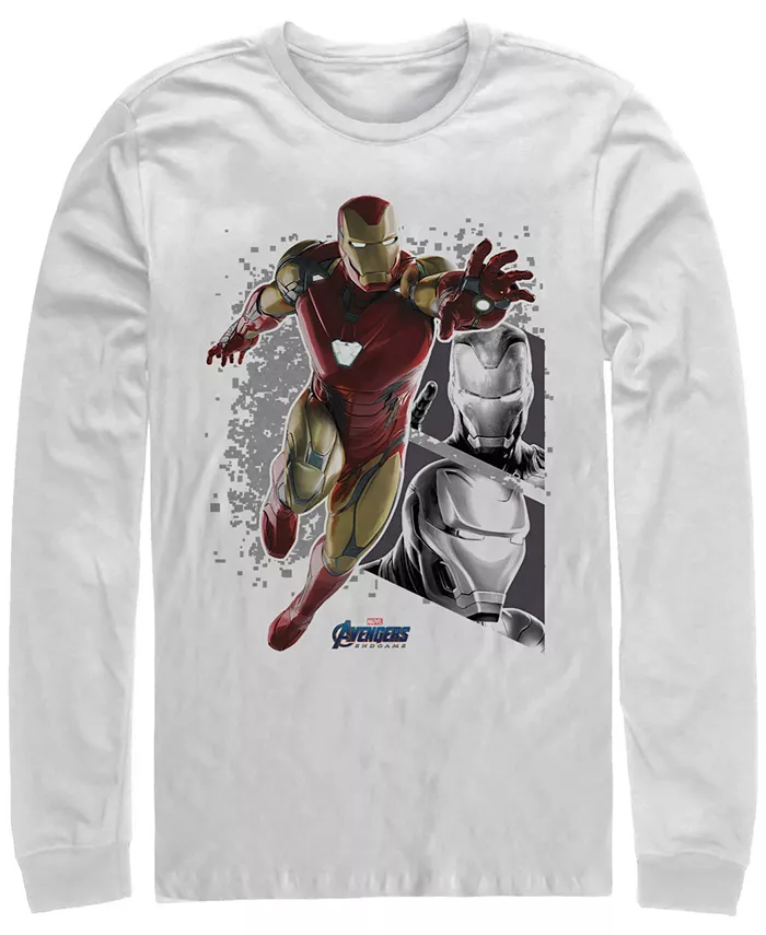 

Футболка мужская Marvel "Avengers Endgame Iron Man Jump Action Pose Panels" с длинным рукавом Fifth Sun, белый