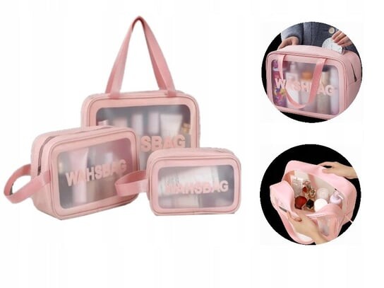 

Дорожная косметичка Set of 3 WASHBAG, розовая, водонепроницаемая, EM_MA, розовый