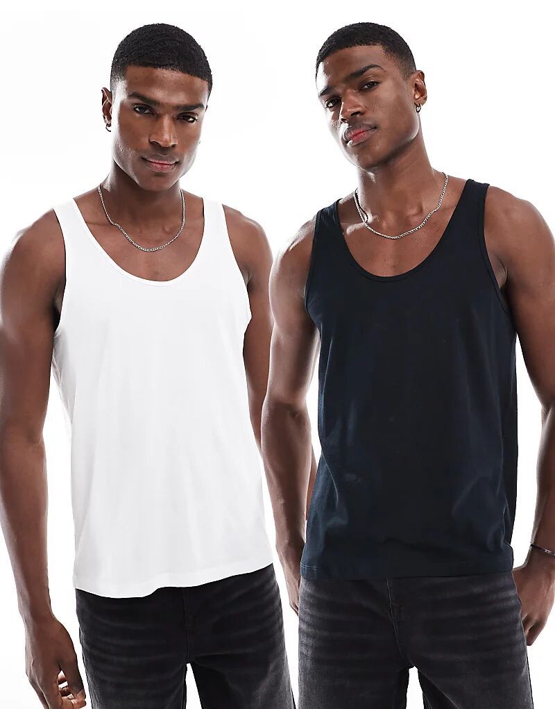 

2 комплекта топов черного и белого цвета ASOS DESIGN