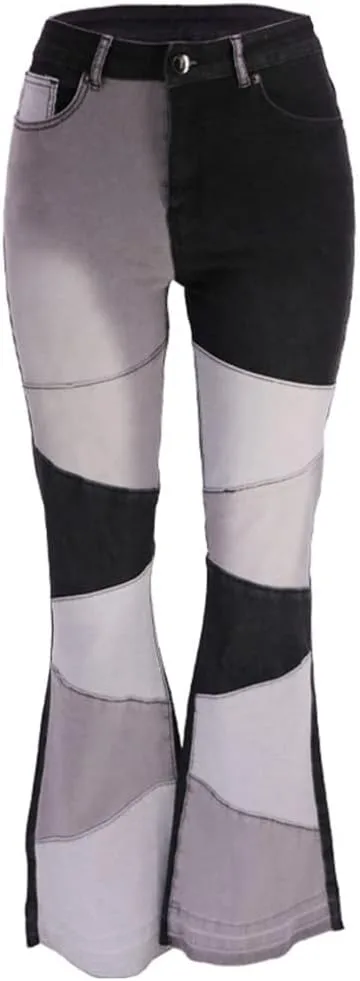 

ODIZLI Женские джинсы с высокой талией и расклешенным низом Ripped Stretch Skinny Flare Plus Size