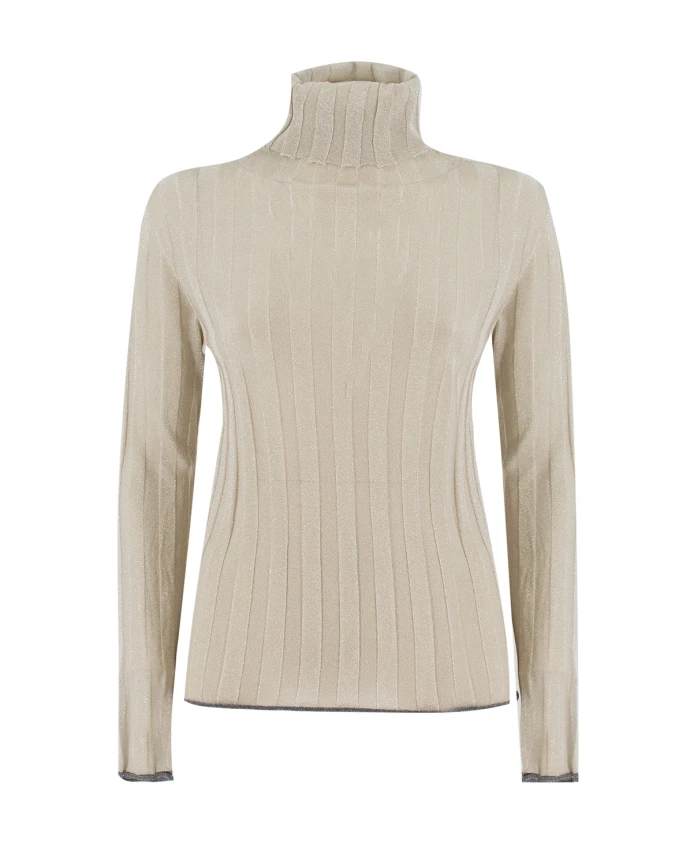 

Ребристый свитер с высоким воротником из люрекса Fabiana Filippi, белый