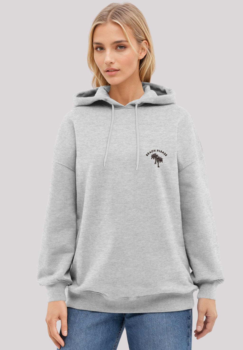 

Толстовка BEACH PLEASE BESTICKT - Hoodie F4NT4STIC, серый